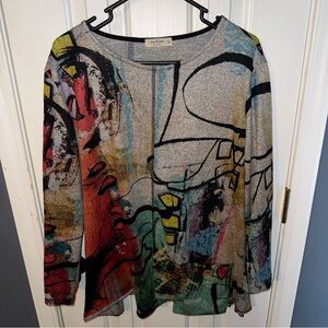Artistic Multicolor Crew Neck Sweater